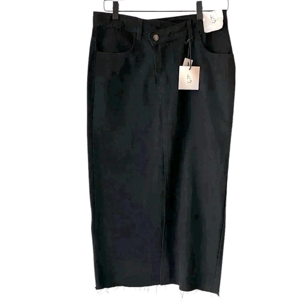 HAPPILY GREY NWT Junior Size 7 Black Denim Maxi Pencil Skirt
